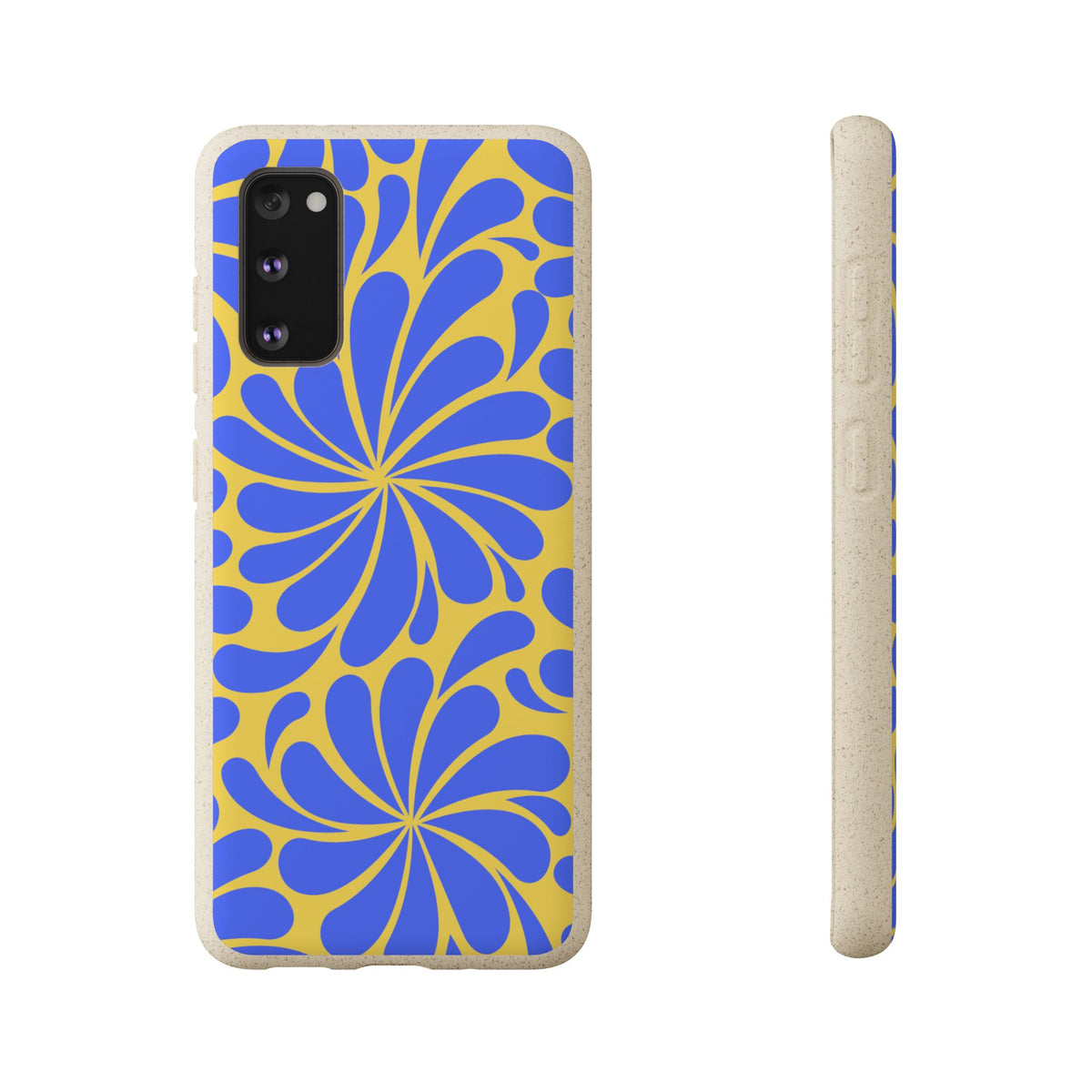 Biodegradable Phone Case — Blue & Yellow Retro Swirl Eco Phone Cover