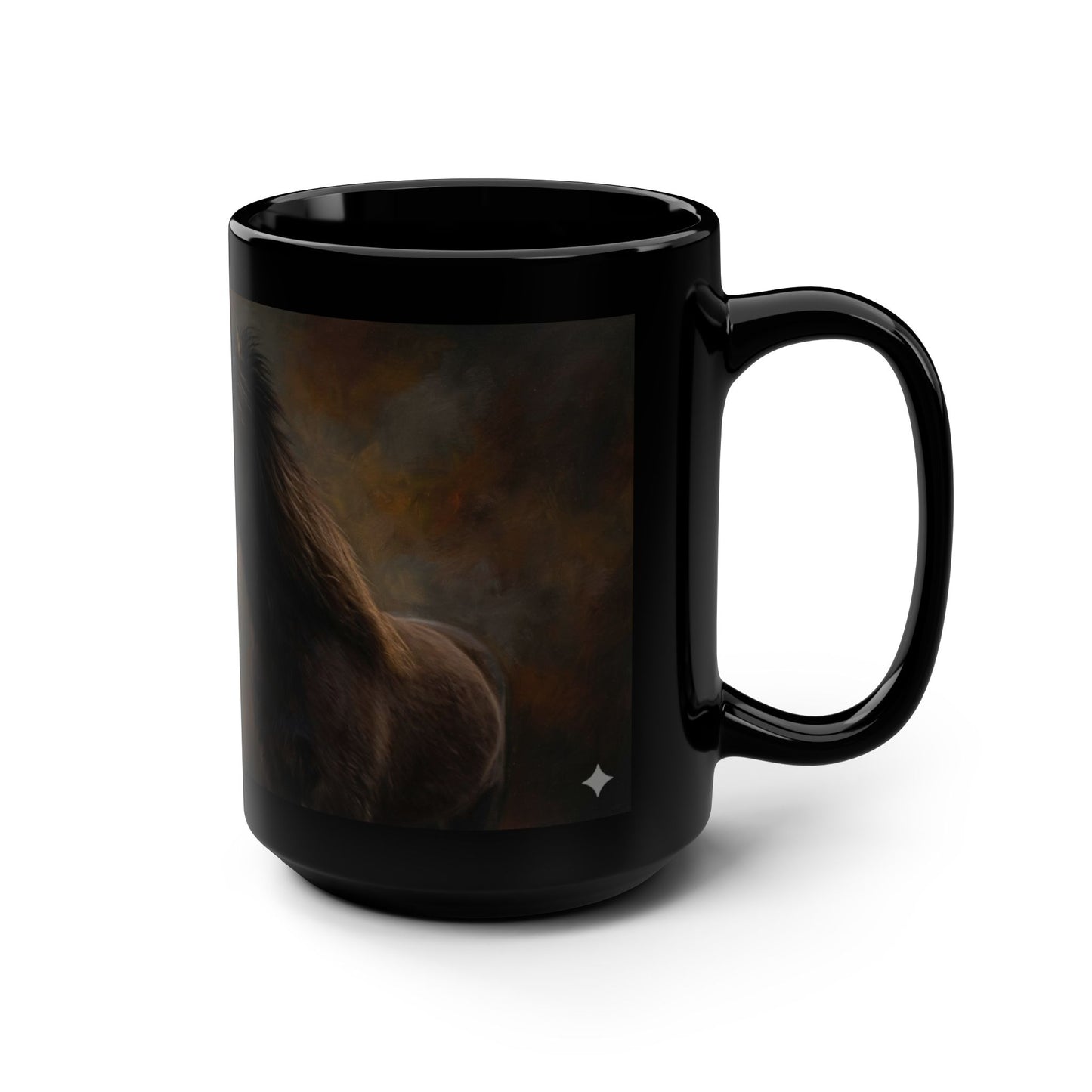 Two Icelandic Horses Coffee Cup — 15oz Black Mug