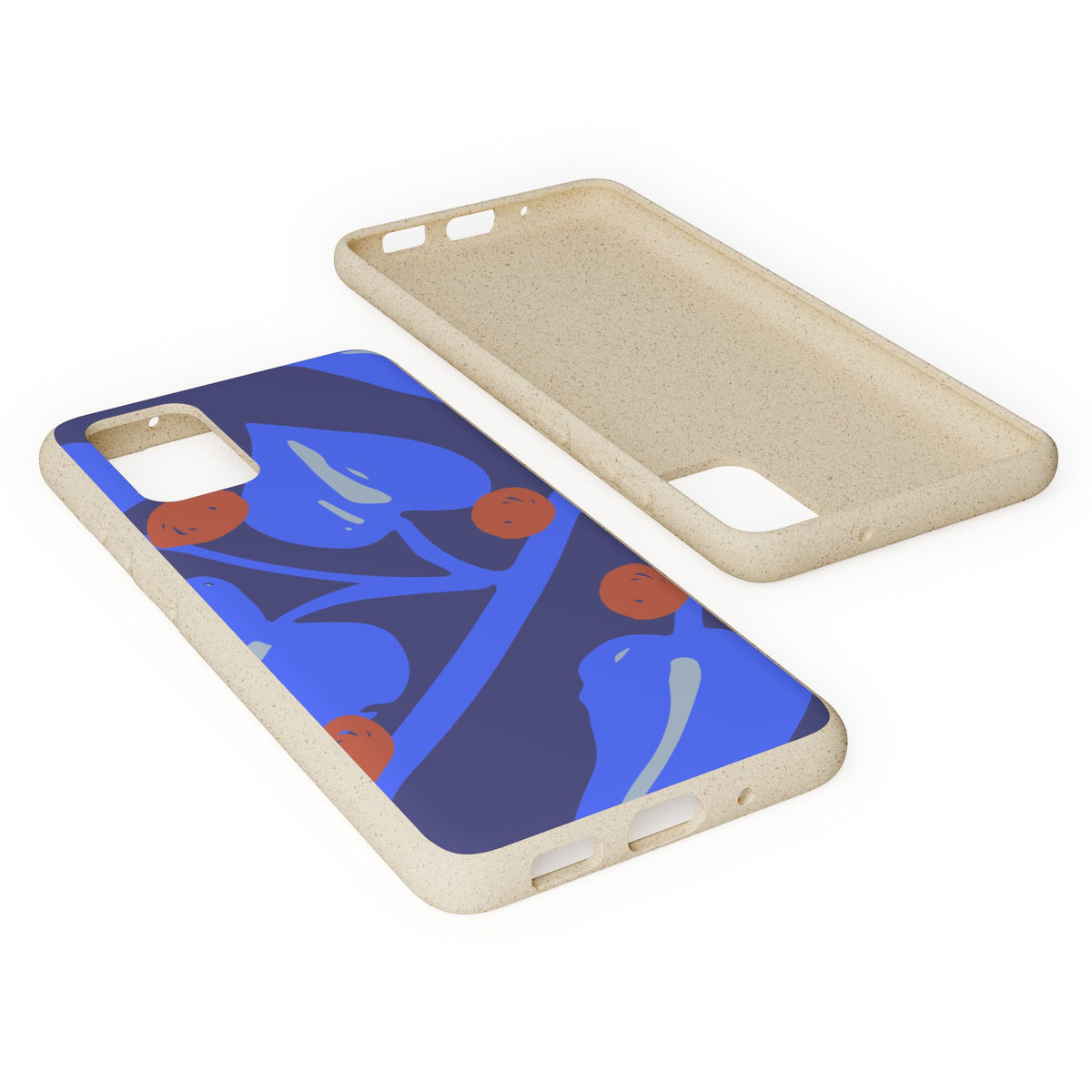 Biodegradable Phone Case — Bold Blue Abstract Floral Berry Design