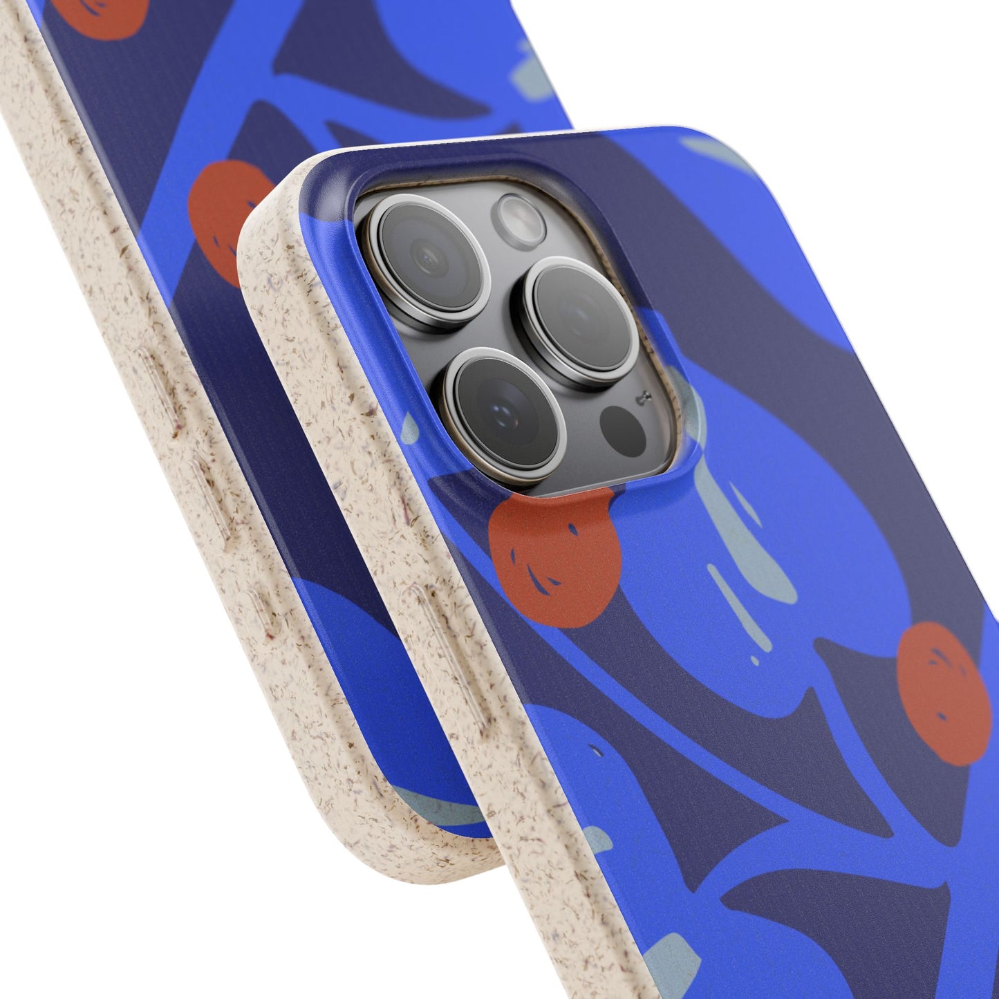 Biodegradable Phone Case — Bold Blue Abstract Floral Berry Design