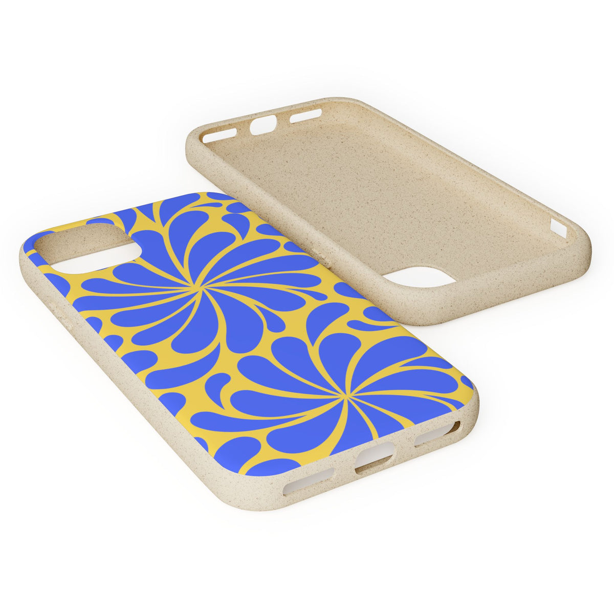 Biodegradable Phone Case — Blue & Yellow Retro Swirl Eco Phone Cover