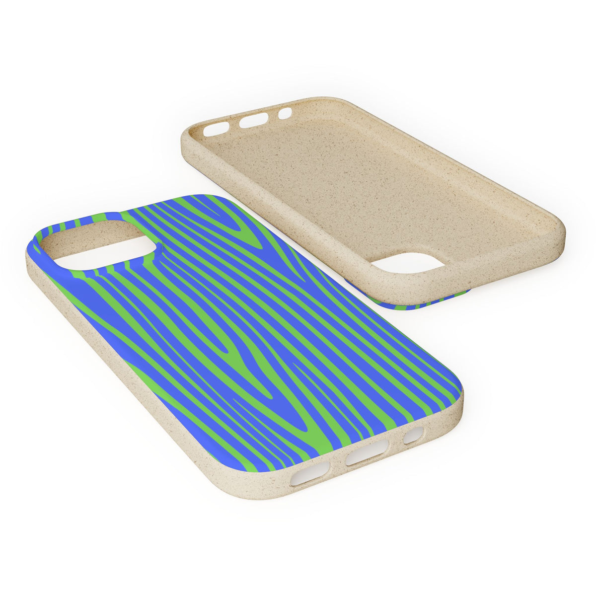Eco Woodgrain Phone Case — Biodegradable Blue & Green Pattern