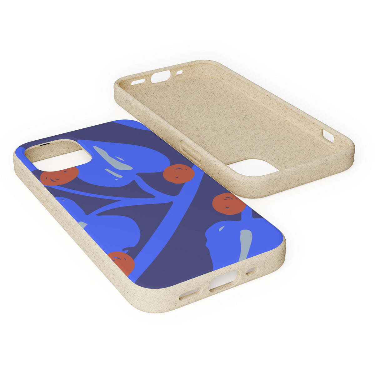 Biodegradable Phone Case — Bold Blue Abstract Floral Berry Design