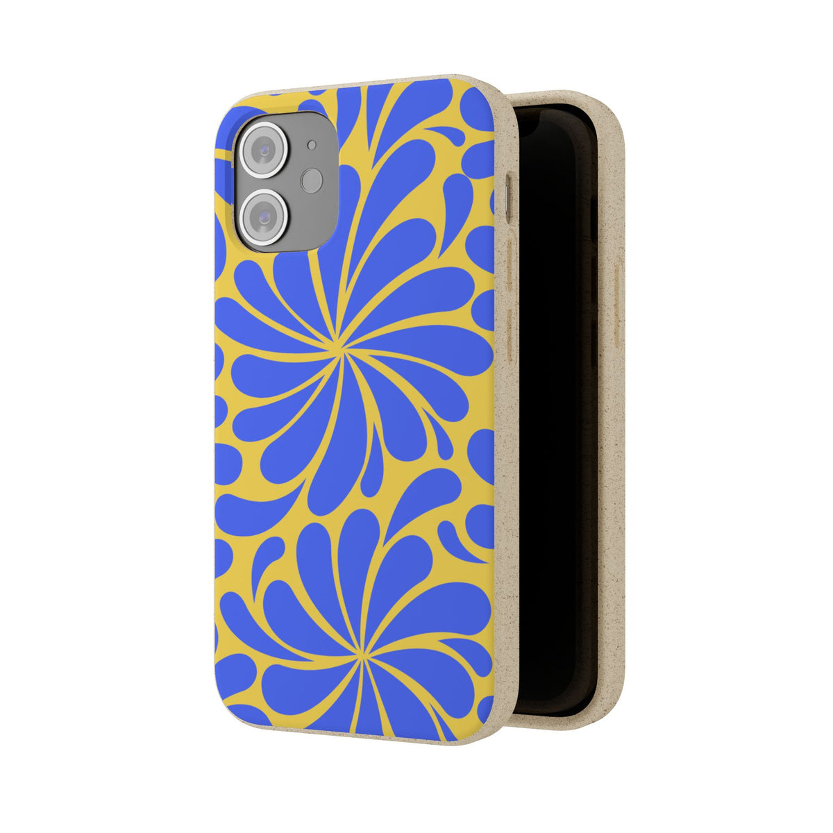 Biodegradable Phone Case — Blue & Yellow Retro Swirl Eco Phone Cover