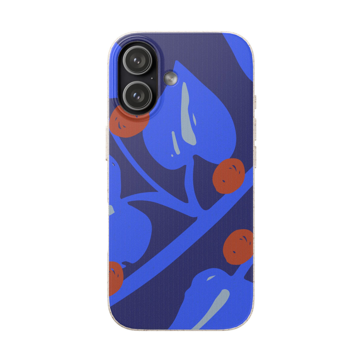 Biodegradable Phone Case — Bold Blue Abstract Floral Berry Design