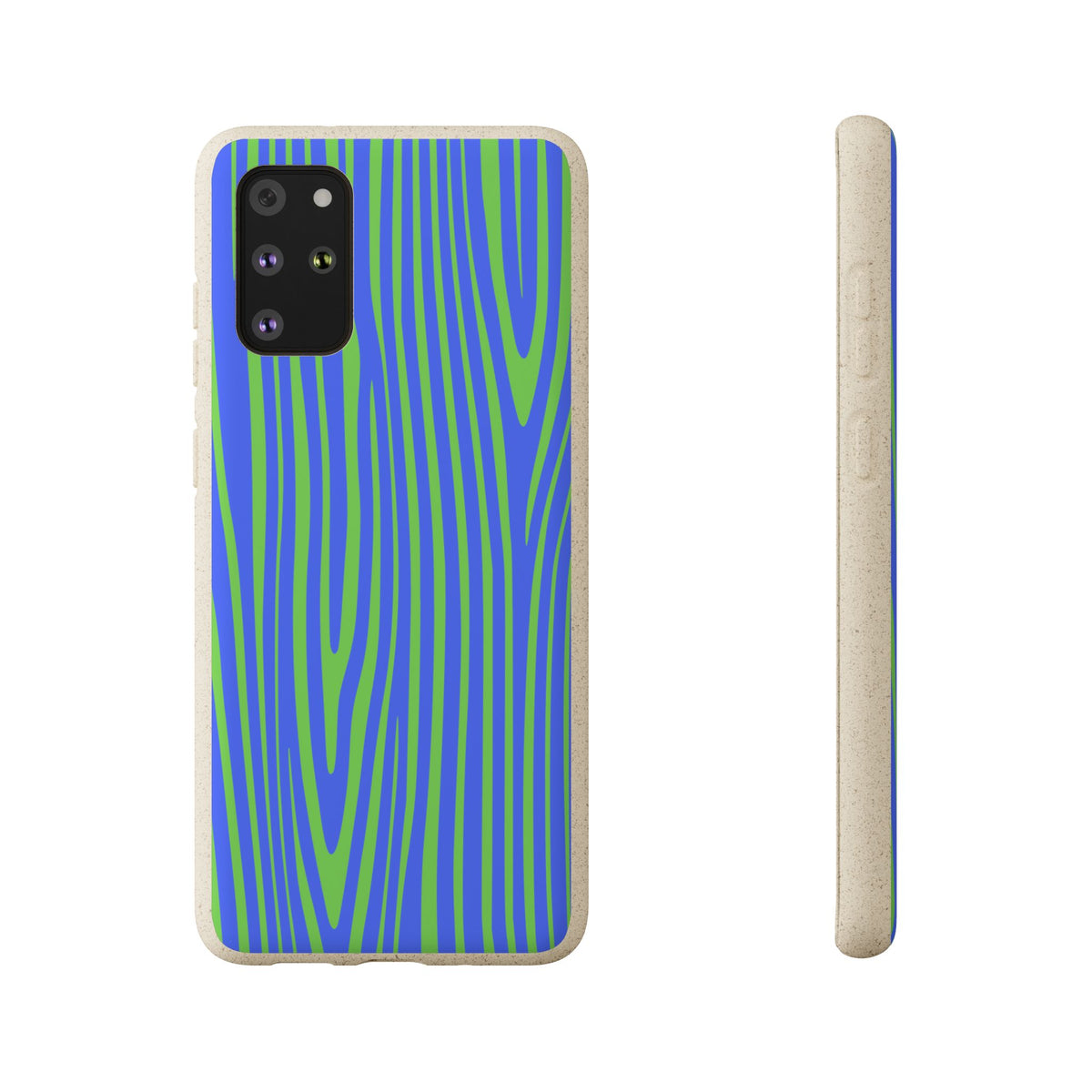 Eco Woodgrain Phone Case — Biodegradable Blue & Green Pattern