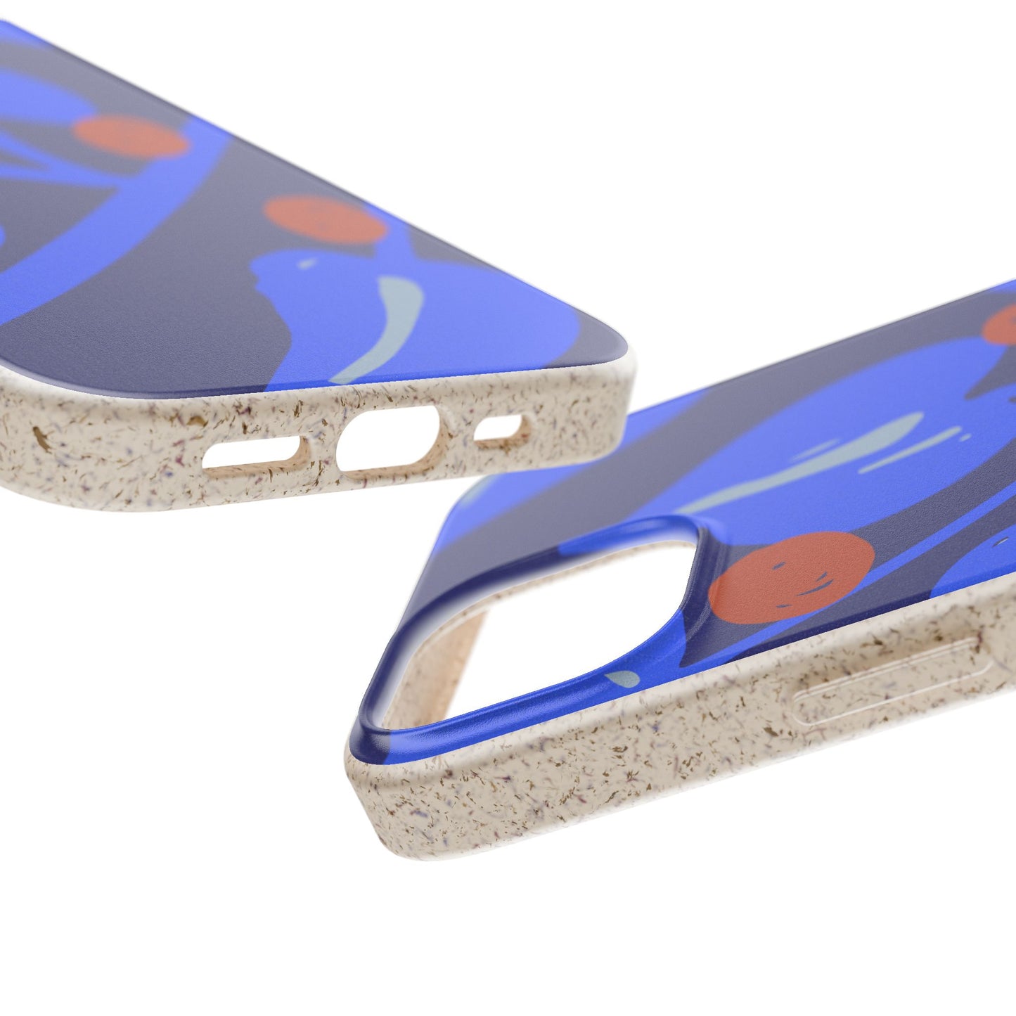 Biodegradable Phone Case — Bold Blue Abstract Floral Berry Design