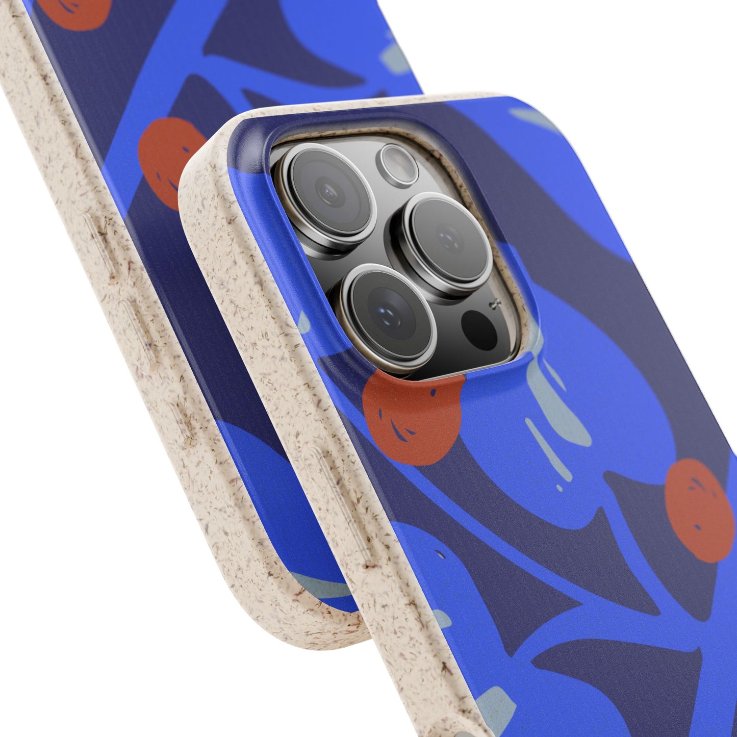 Biodegradable Phone Case — Bold Blue Abstract Floral Berry Design