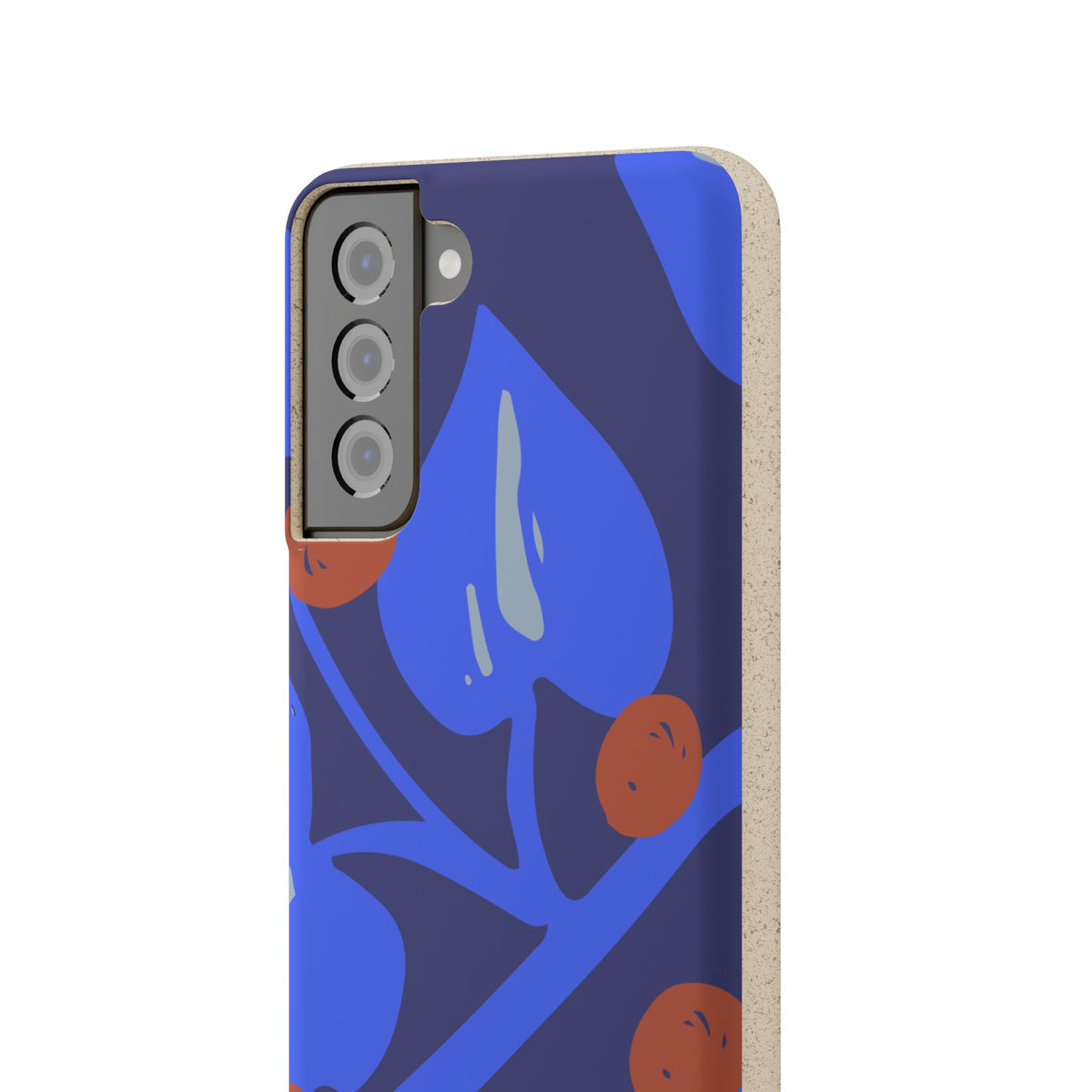 Biodegradable Phone Case — Bold Blue Abstract Floral Berry Design