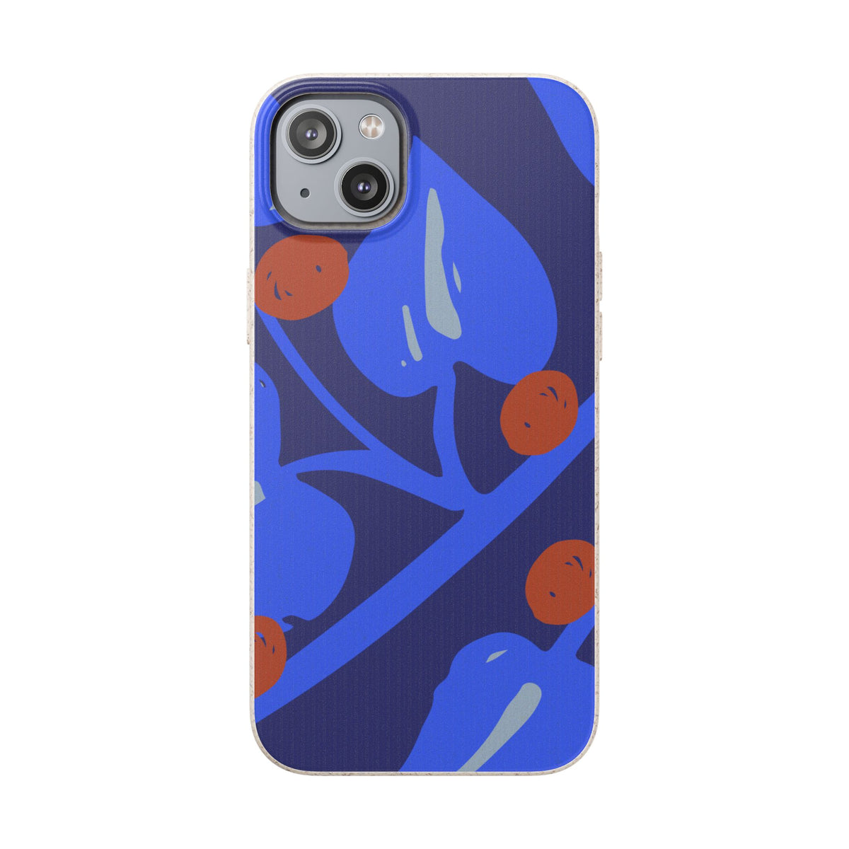 Biodegradable Phone Case — Bold Blue Abstract Floral Berry Design