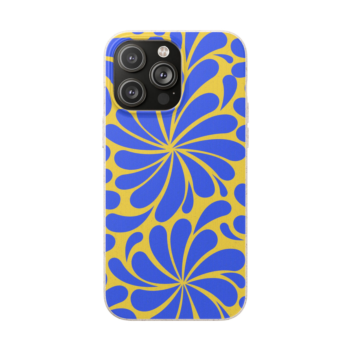 Biodegradable Phone Case — Blue & Yellow Retro Swirl Eco Phone Cover