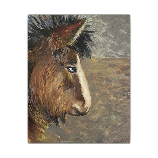 Icelandic Horse Rustic Portrait - Eco-Friendly Canvas
