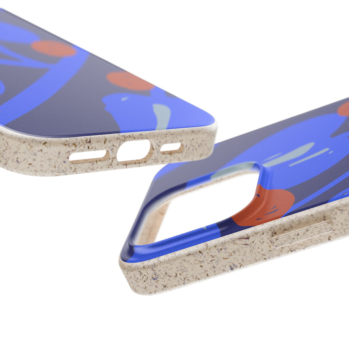 Biodegradable Phone Case — Bold Blue Abstract Floral Berry Design