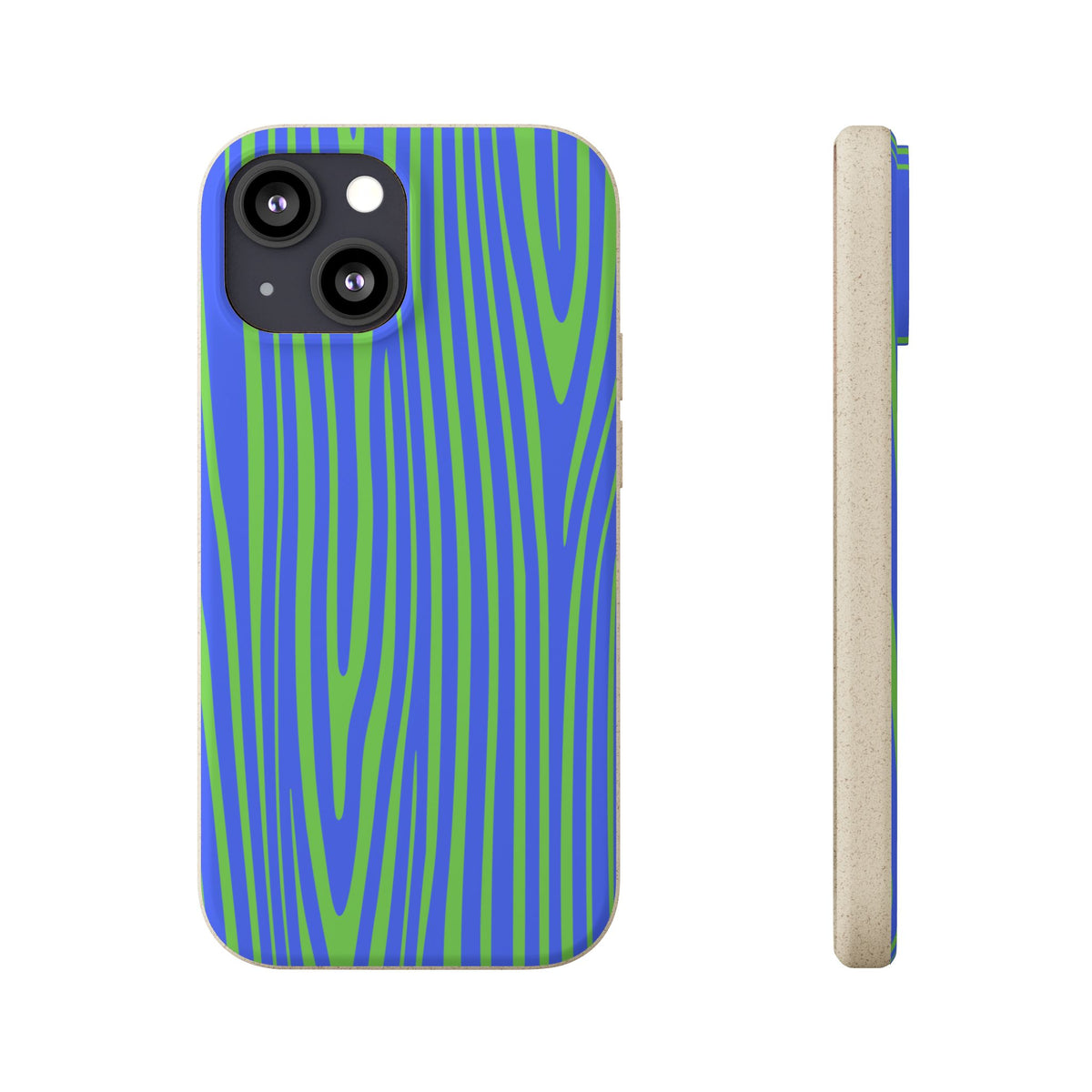 Eco Woodgrain Phone Case — Biodegradable Blue & Green Pattern