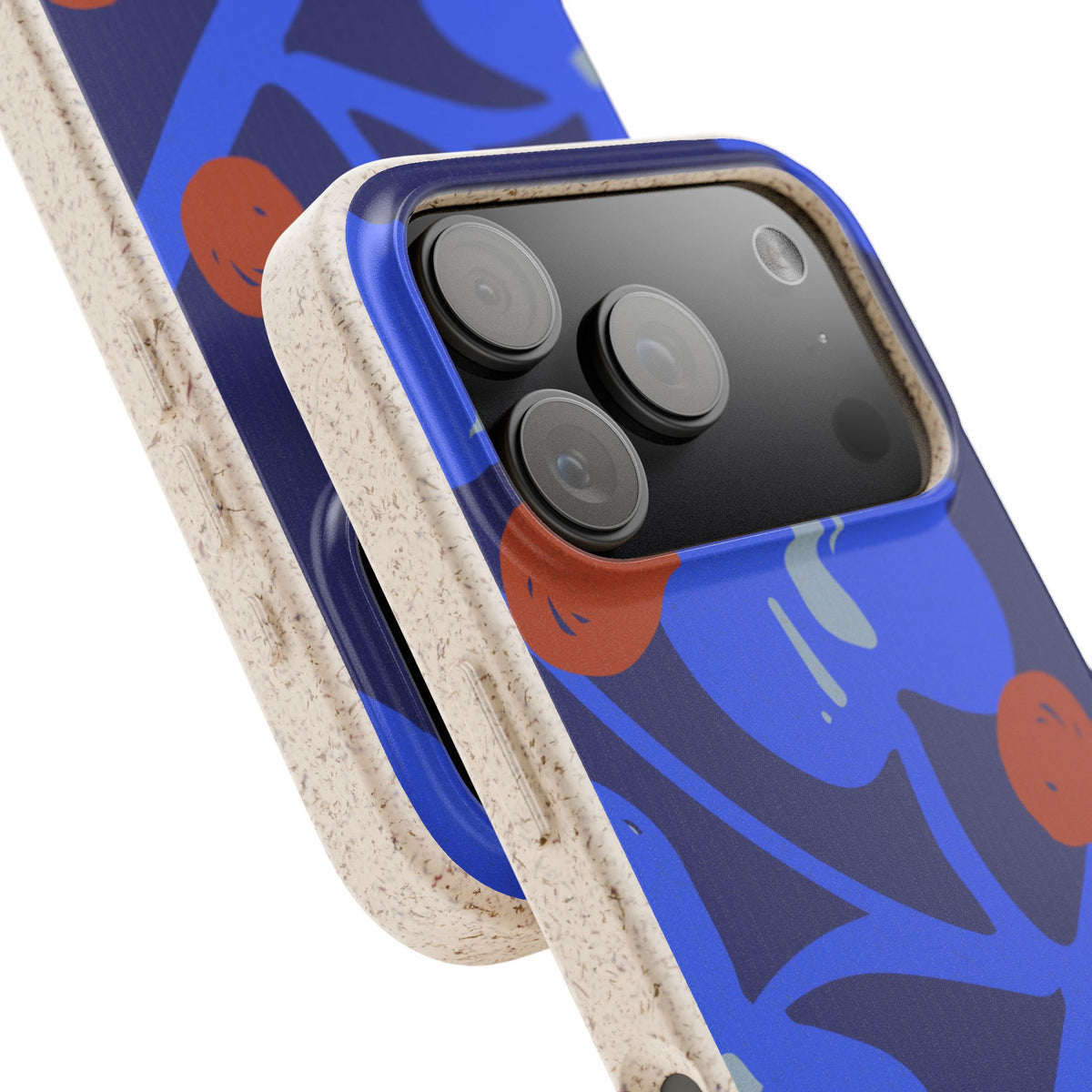 Biodegradable Phone Case — Bold Blue Abstract Floral Berry Design