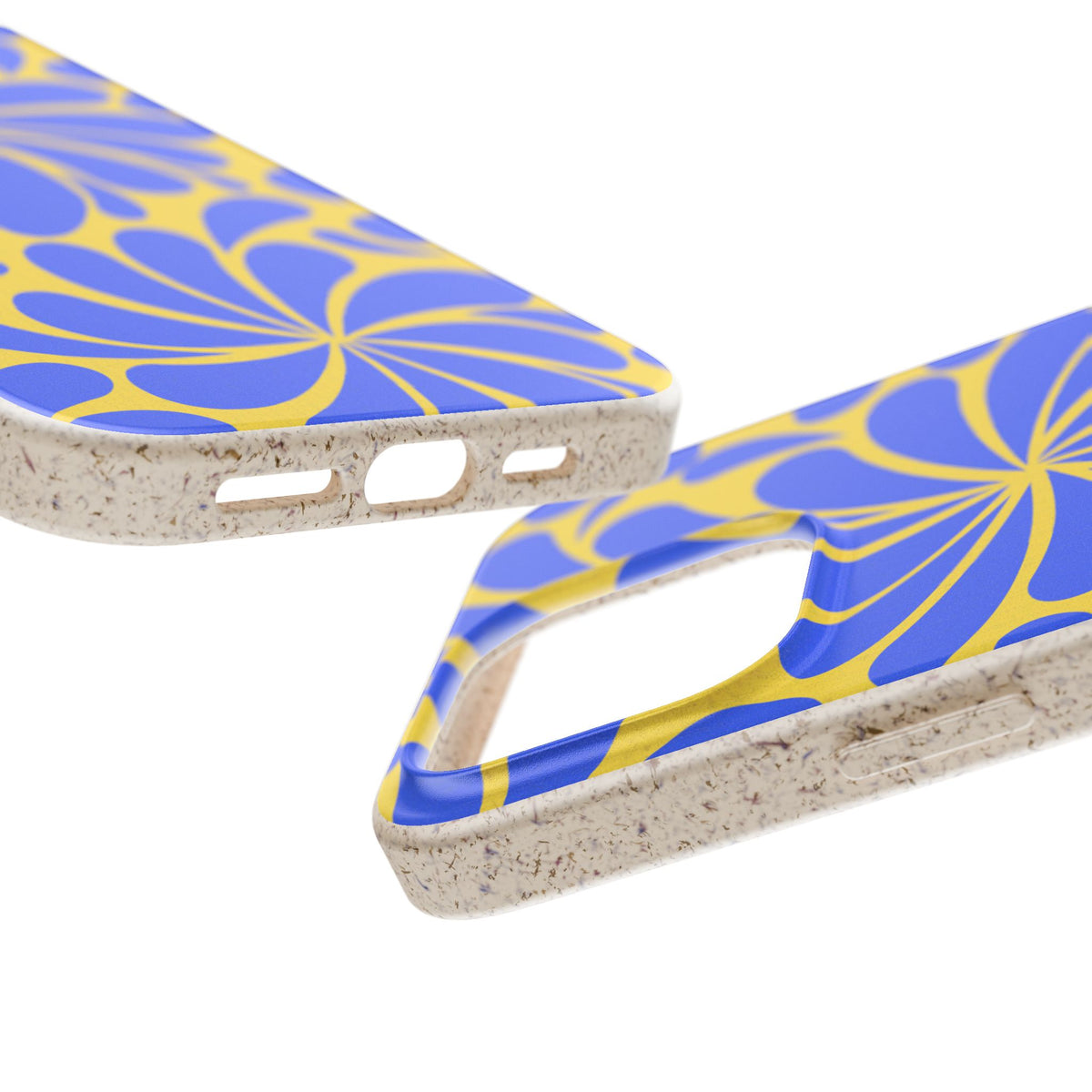 Biodegradable Phone Case — Blue & Yellow Retro Swirl Eco Phone Cover