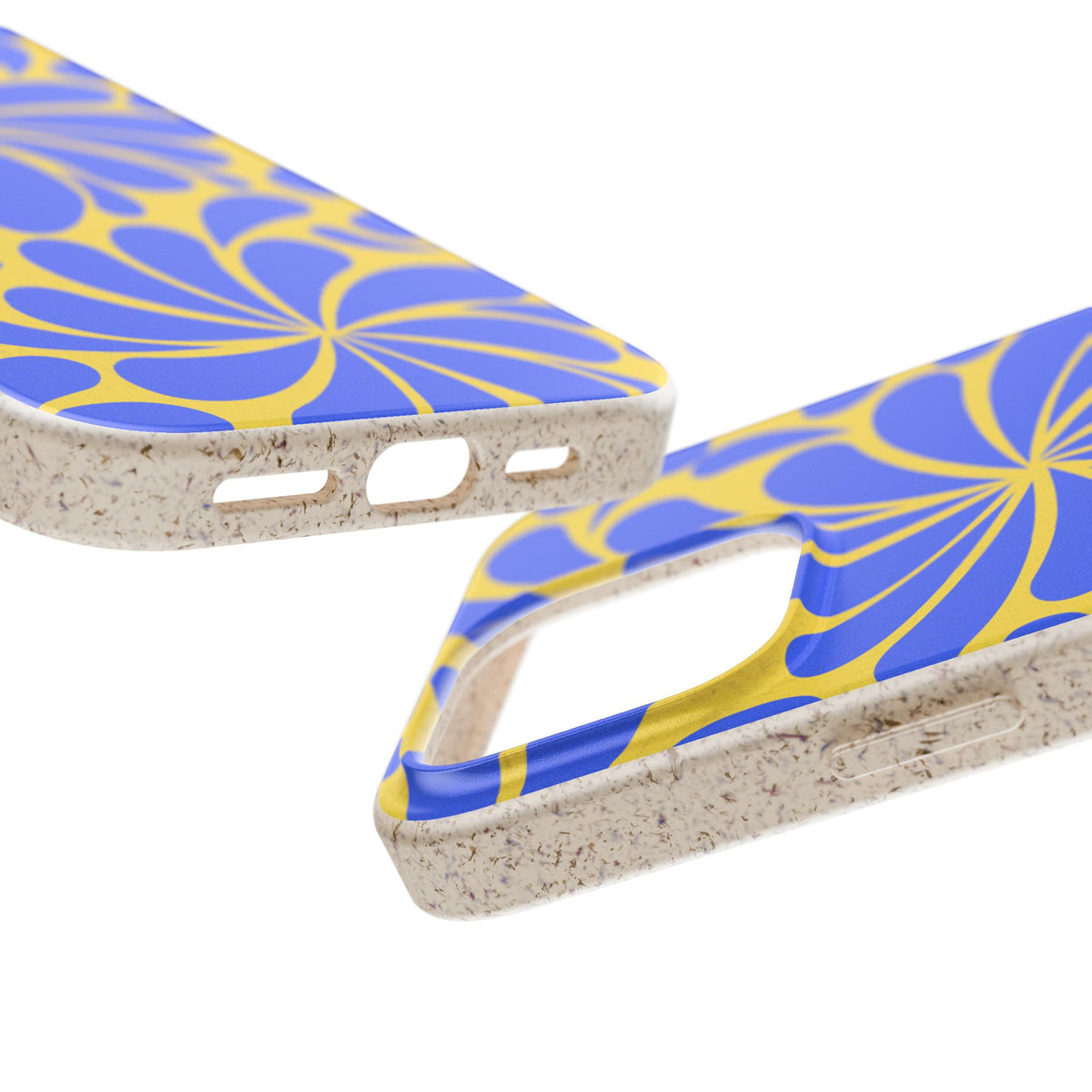 Biodegradable Phone Case — Blue & Yellow Retro Swirl Eco Phone Cover