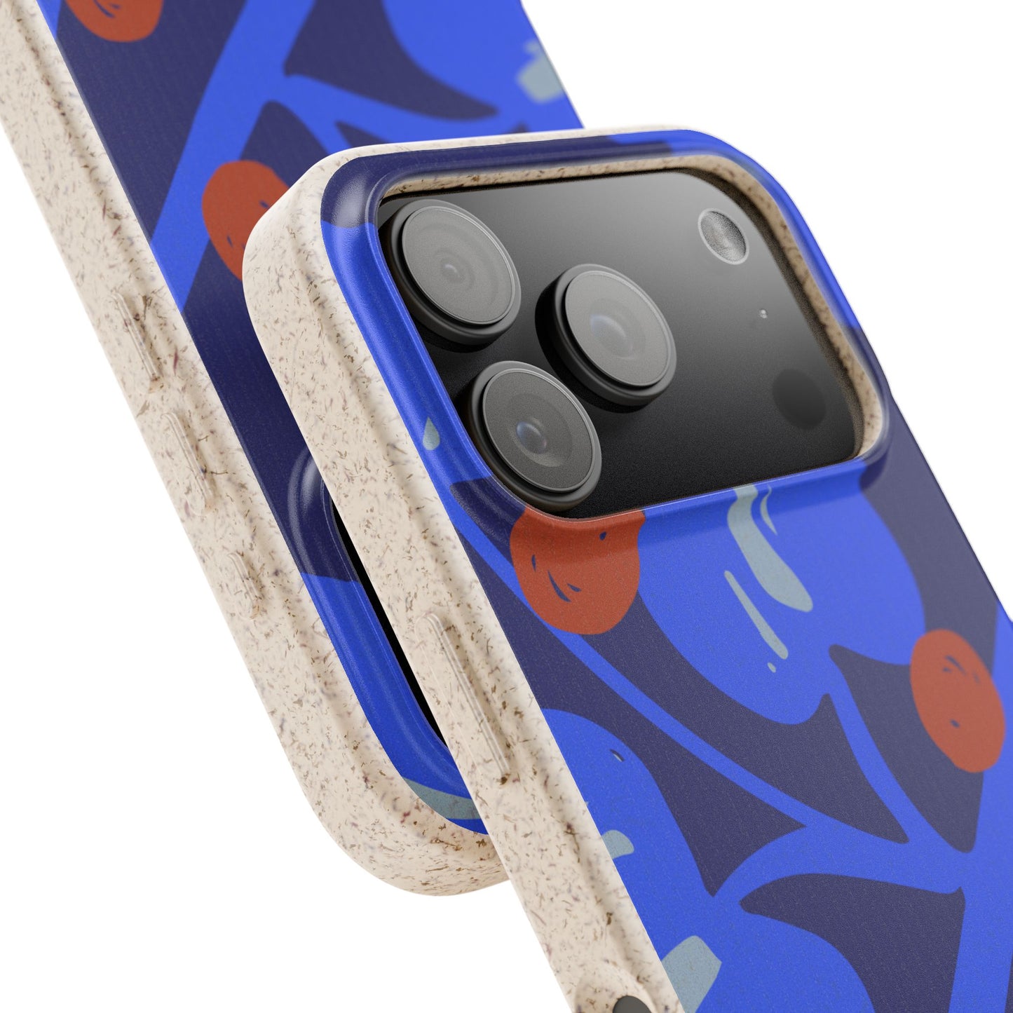 Biodegradable Phone Case — Bold Blue Abstract Floral Berry Design