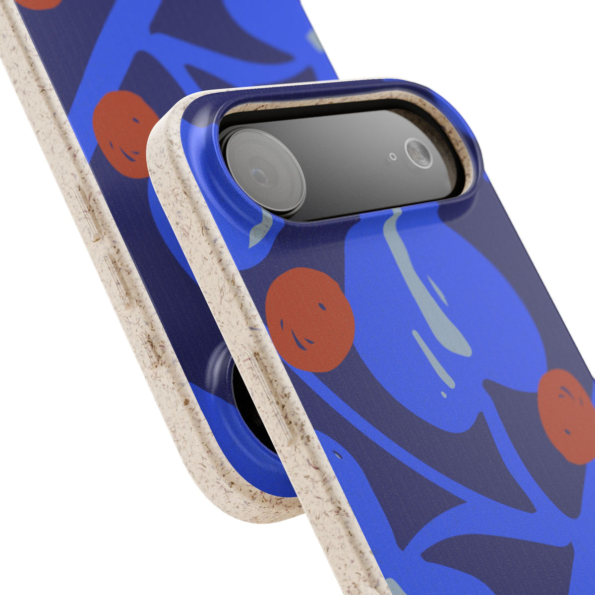 Biodegradable Phone Case — Bold Blue Abstract Floral Berry Design