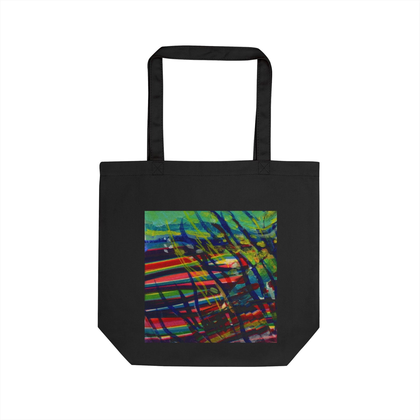 Artistic North Wind Goddess Eco Tote Bag – Colorful Wind and Grassy Waves Canvas Grocery Tote
