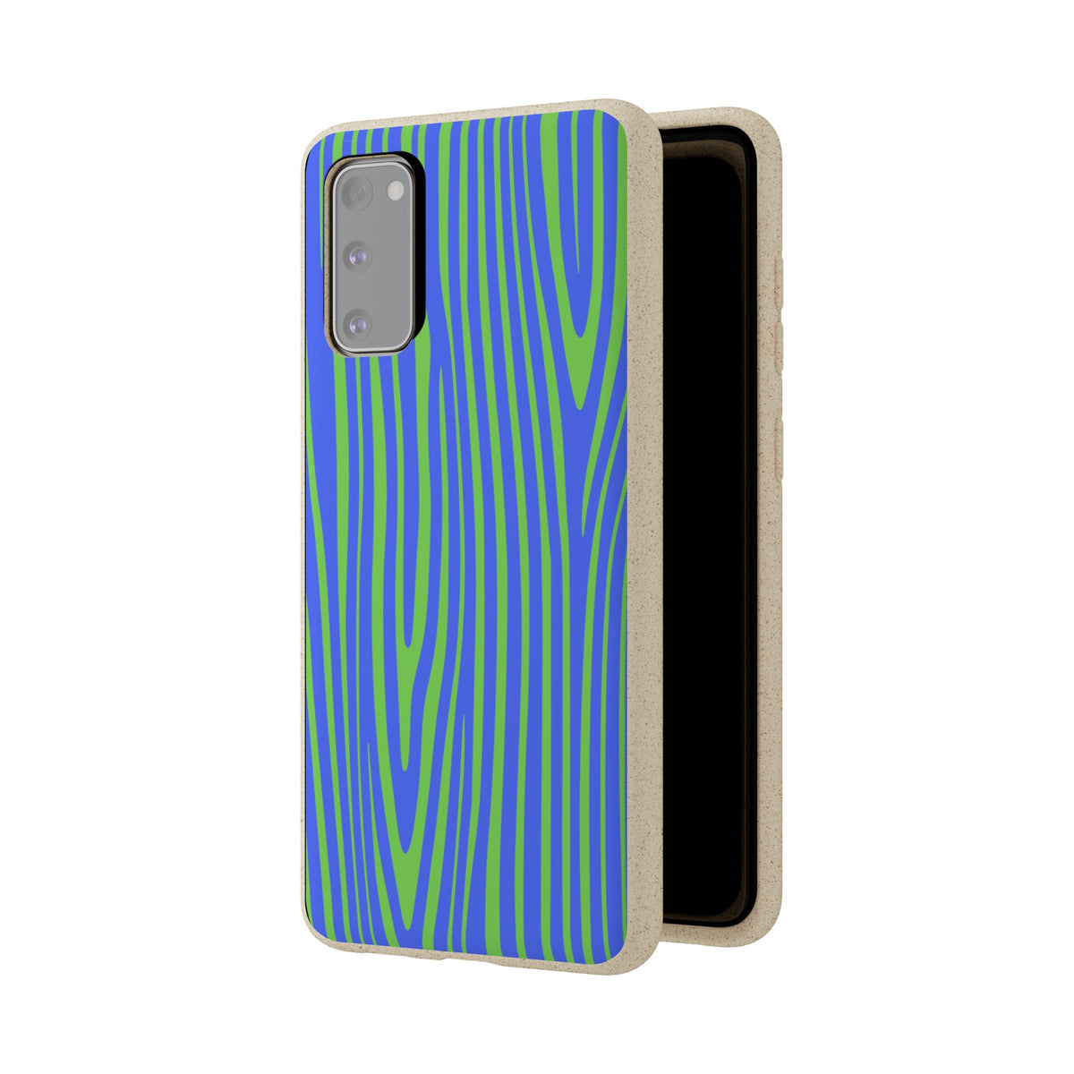 Eco Woodgrain Phone Case — Biodegradable Blue & Green Pattern