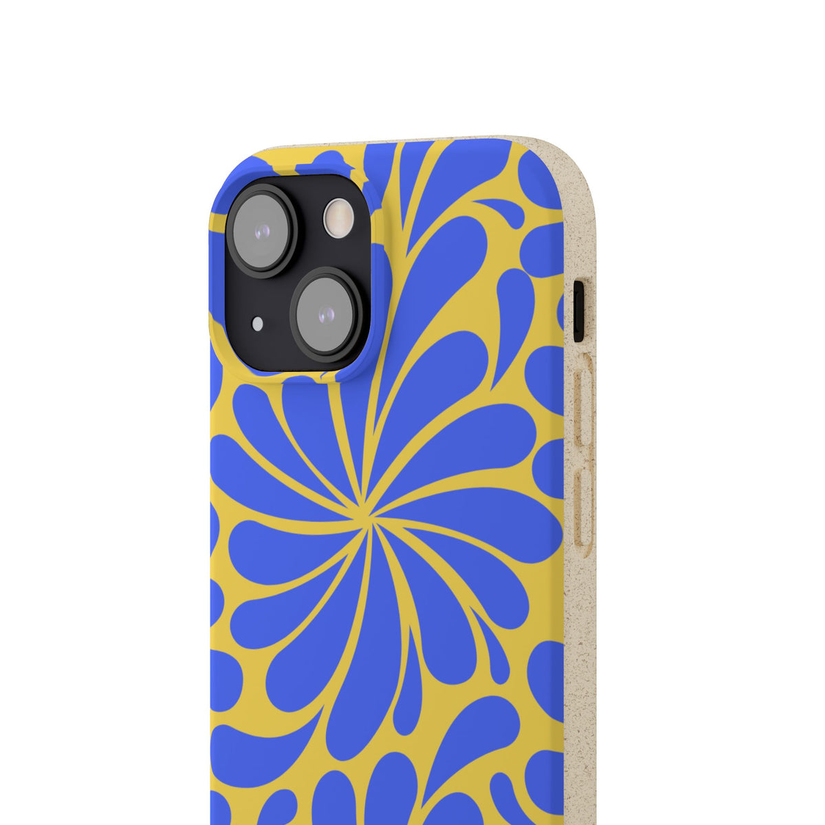 Biodegradable Phone Case — Blue & Yellow Retro Swirl Eco Phone Cover