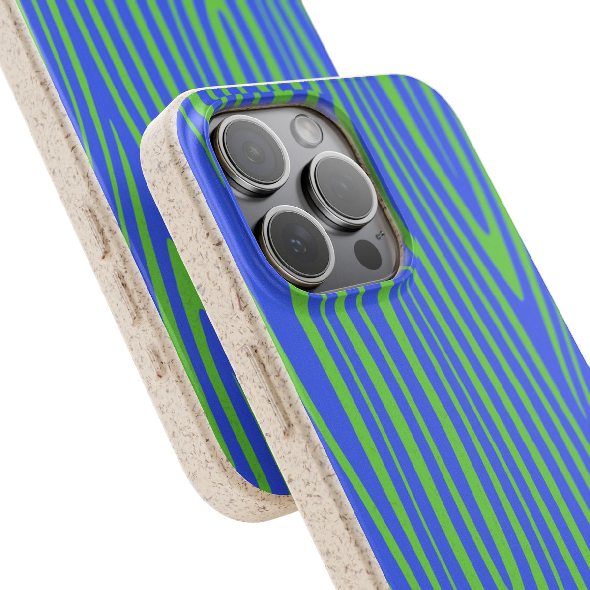 Eco Woodgrain Phone Case — Biodegradable Blue & Green Pattern