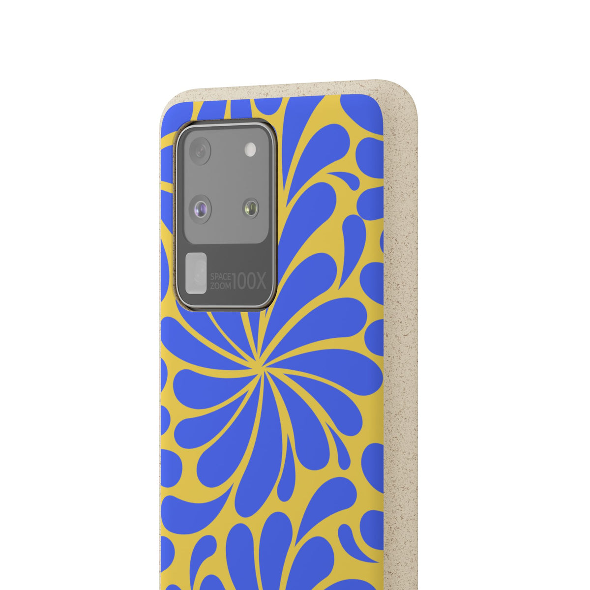 Biodegradable Phone Case — Blue & Yellow Retro Swirl Eco Phone Cover