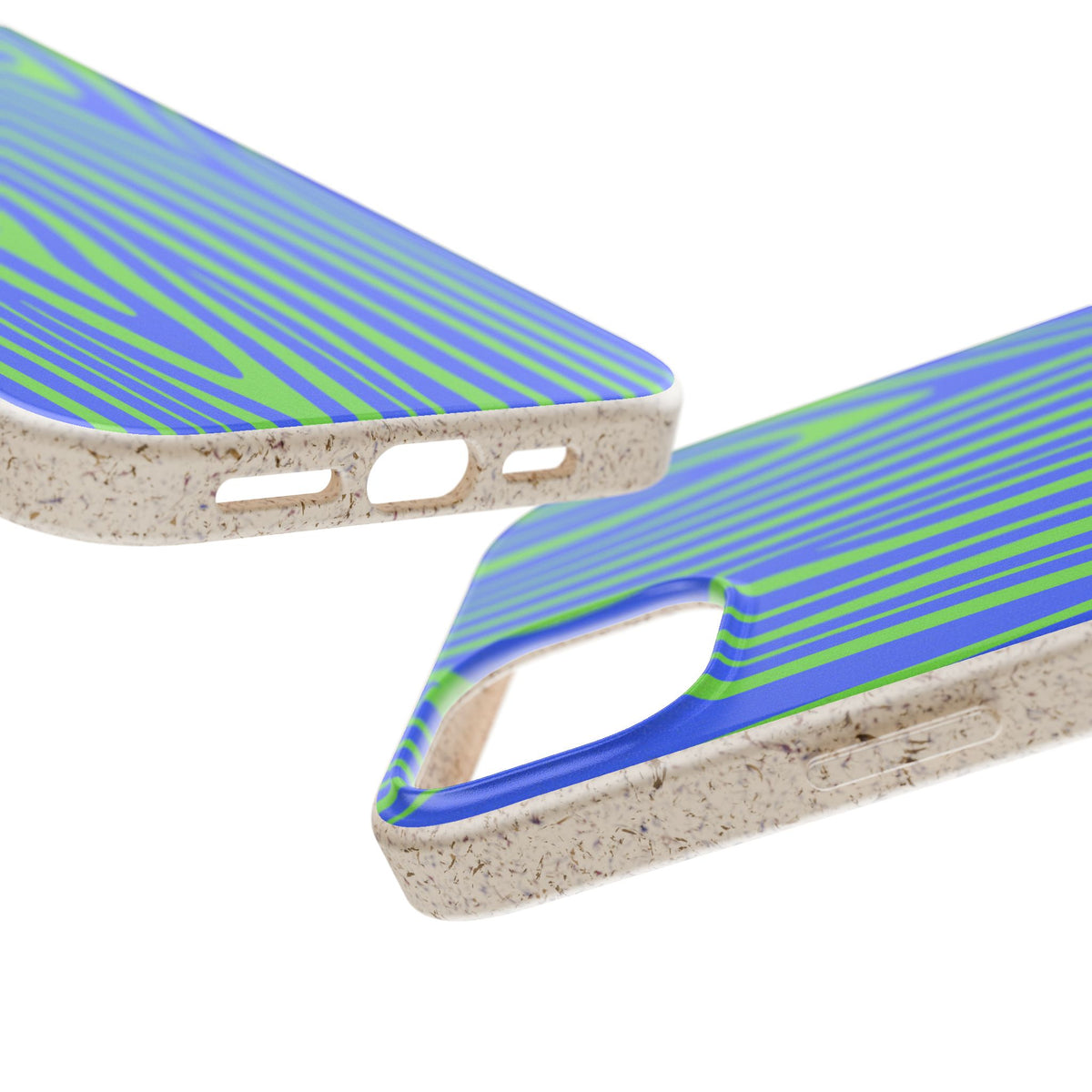 Eco Woodgrain Phone Case — Biodegradable Blue & Green Pattern