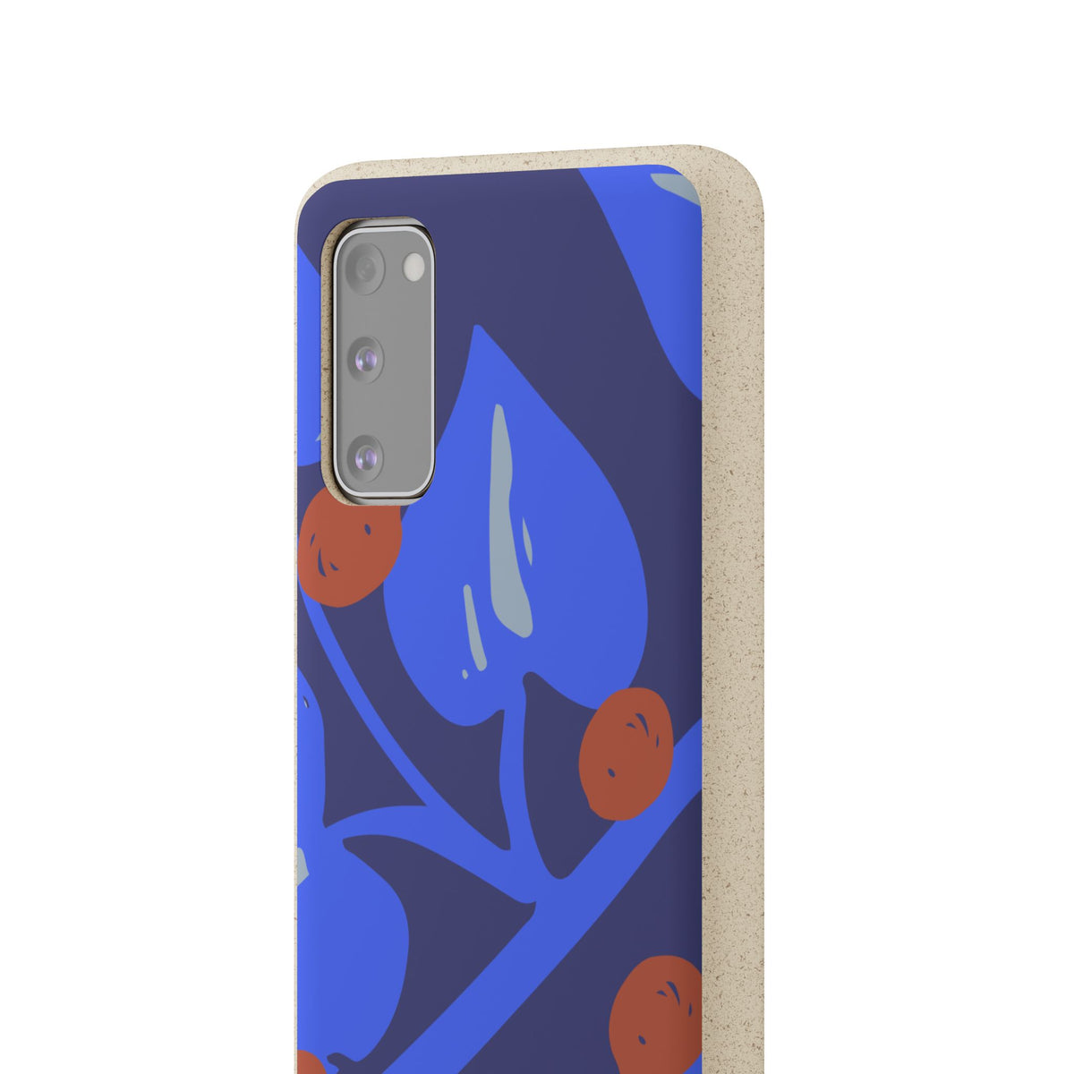 Biodegradable Phone Case — Bold Blue Abstract Floral Berry Design