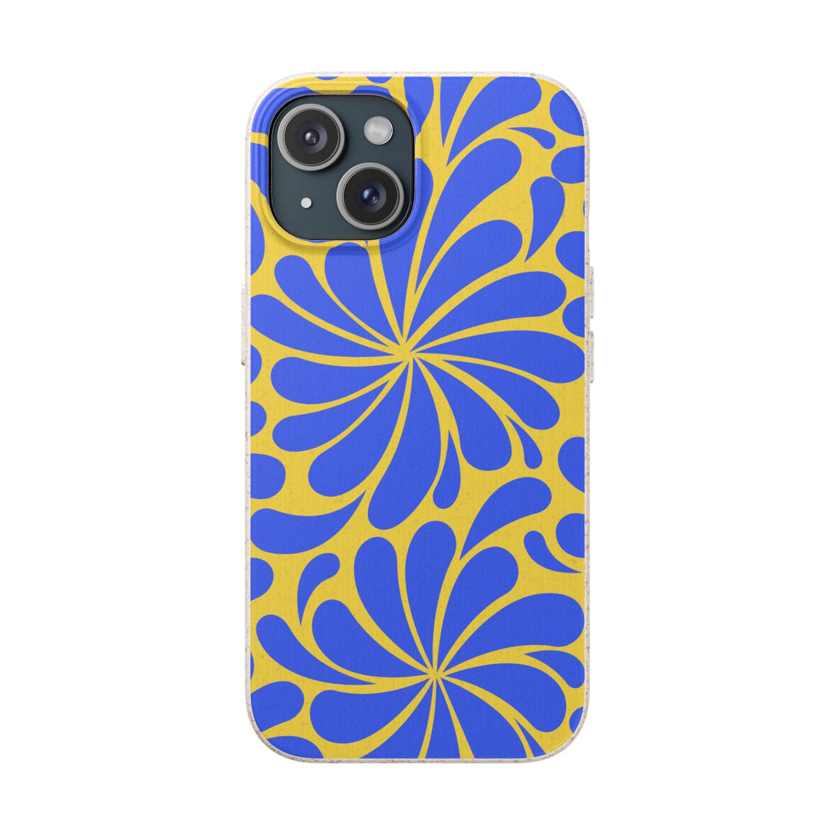 Biodegradable Phone Case — Blue & Yellow Retro Swirl Eco Phone Cover
