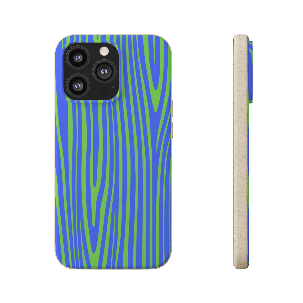 Eco Woodgrain Phone Case — Biodegradable Blue & Green Pattern