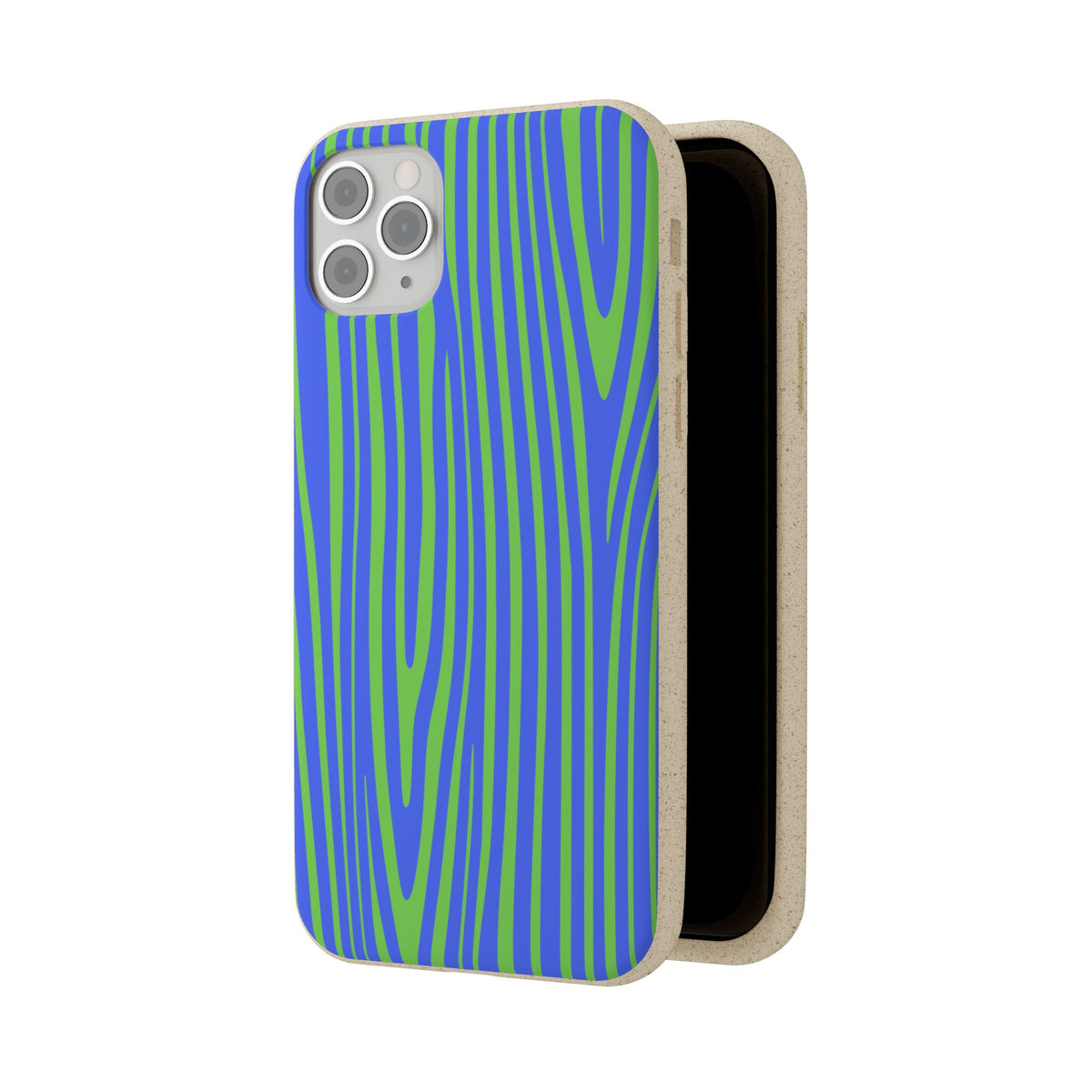 Eco Woodgrain Phone Case — Biodegradable Blue & Green Pattern