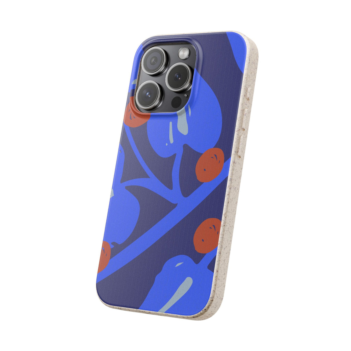 Biodegradable Phone Case — Bold Blue Abstract Floral Berry Design