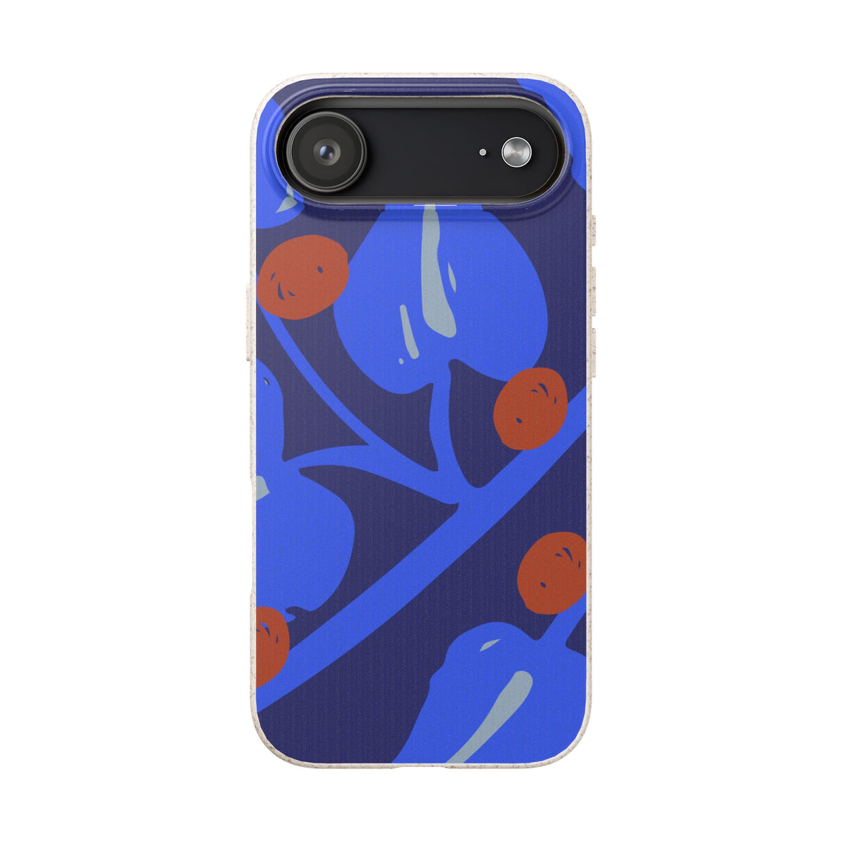 Biodegradable Phone Case — Bold Blue Abstract Floral Berry Design