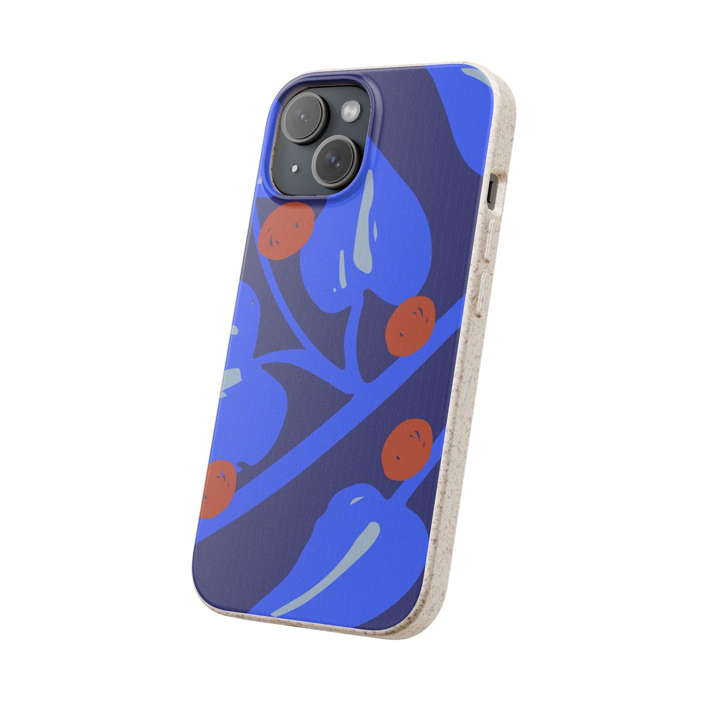 Biodegradable Phone Case — Bold Blue Abstract Floral Berry Design