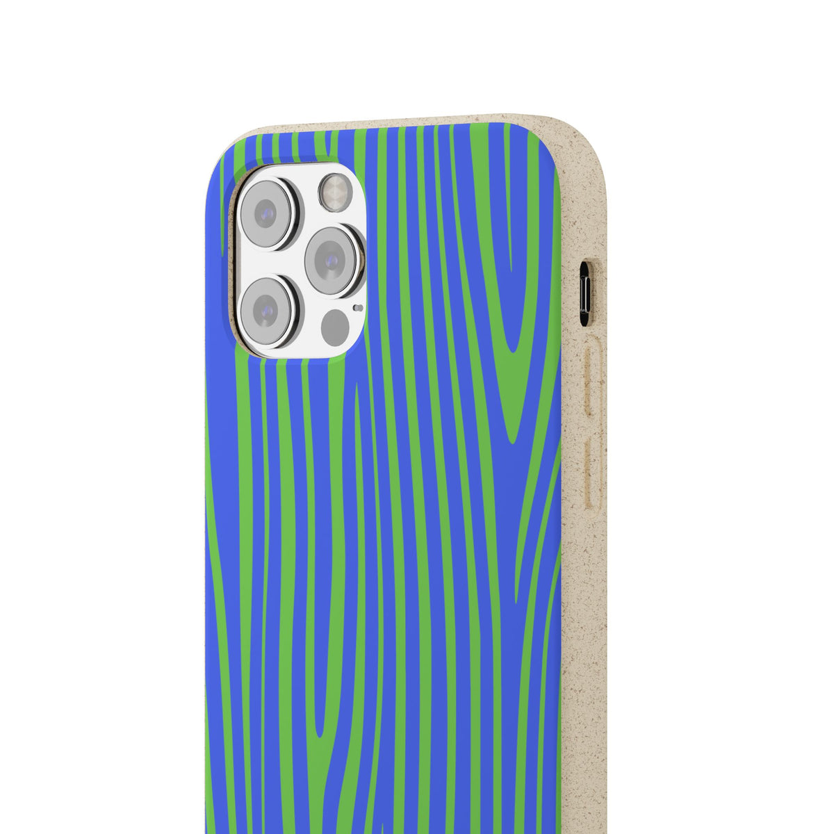 Eco Woodgrain Phone Case — Biodegradable Blue & Green Pattern