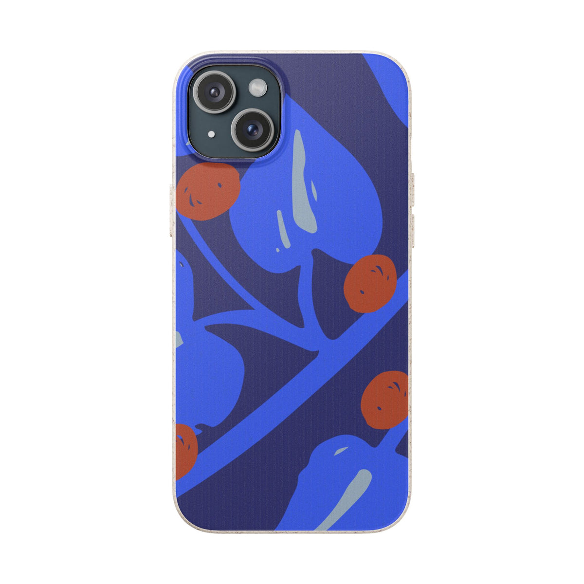 Biodegradable Phone Case — Bold Blue Abstract Floral Berry Design