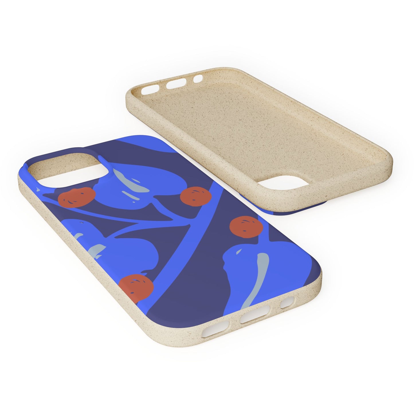 Biodegradable Phone Case — Bold Blue Abstract Floral Berry Design