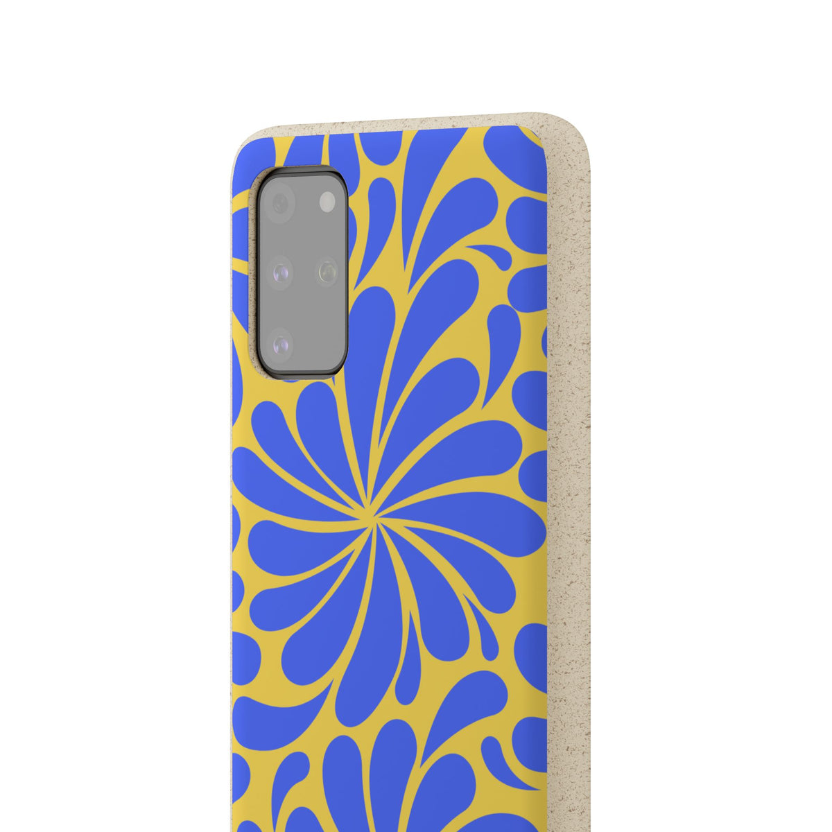 Biodegradable Phone Case — Blue & Yellow Retro Swirl Eco Phone Cover