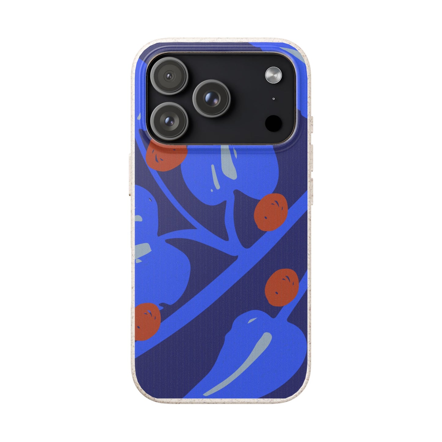Biodegradable Phone Case — Bold Blue Abstract Floral Berry Design