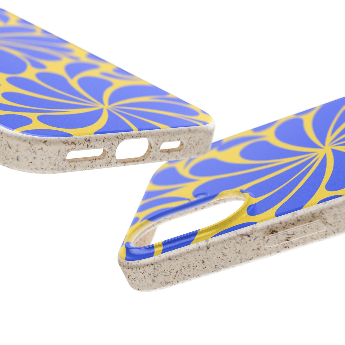 Biodegradable Phone Case — Blue & Yellow Retro Swirl Eco Phone Cover