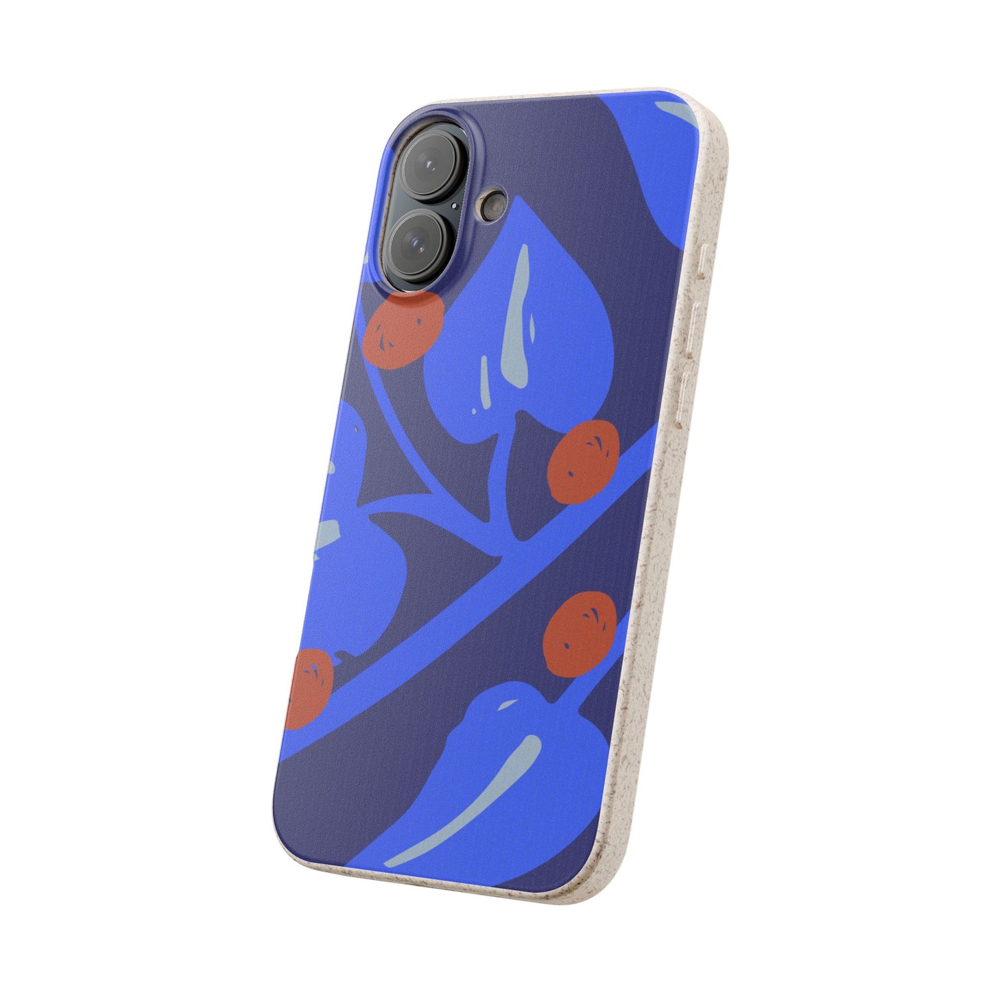 Biodegradable Phone Case — Bold Blue Abstract Floral Berry Design