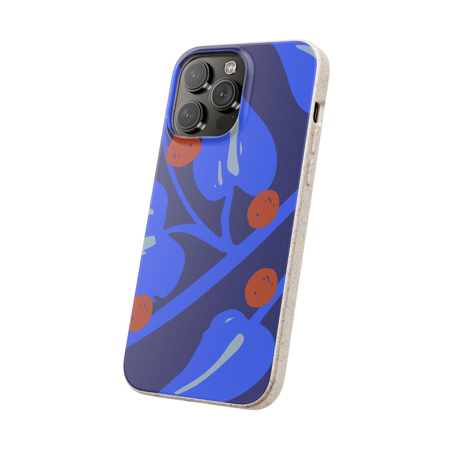 Biodegradable Phone Case — Bold Blue Abstract Floral Berry Design