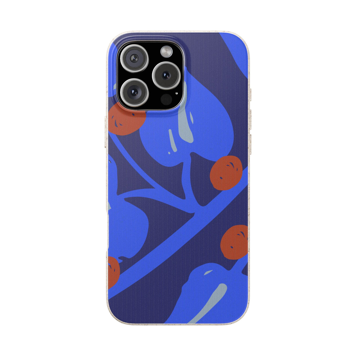 Biodegradable Phone Case — Bold Blue Abstract Floral Berry Design