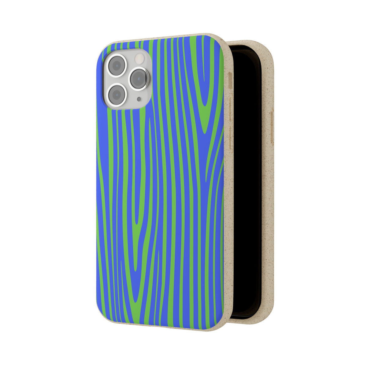 Eco Woodgrain Phone Case — Biodegradable Blue & Green Pattern