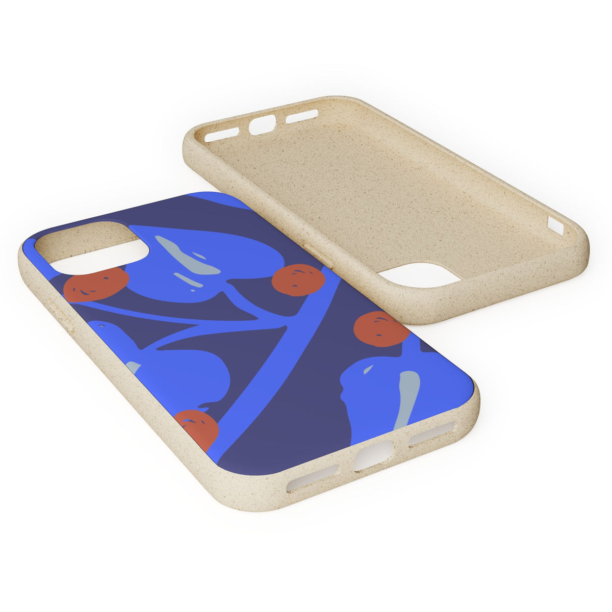 Biodegradable Phone Case — Bold Blue Abstract Floral Berry Design