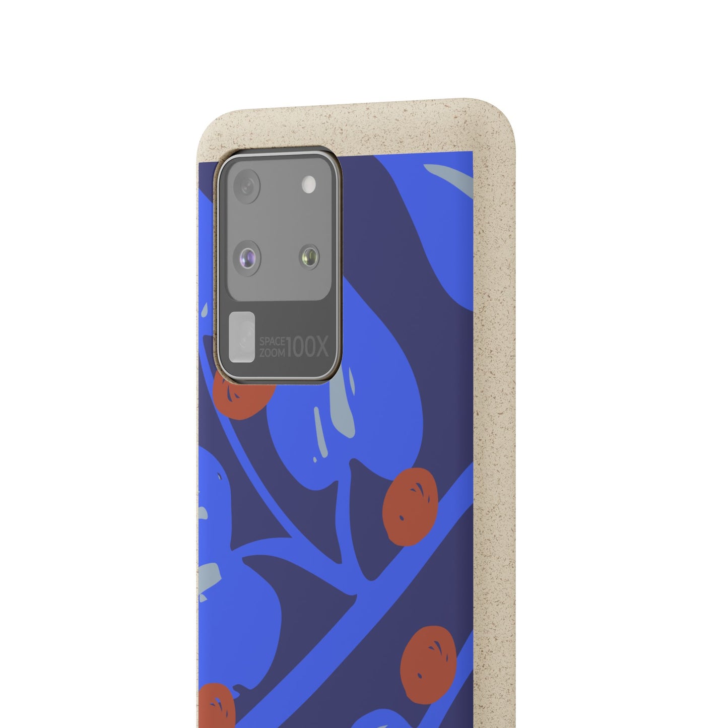 Biodegradable Phone Case — Bold Blue Abstract Floral Berry Design