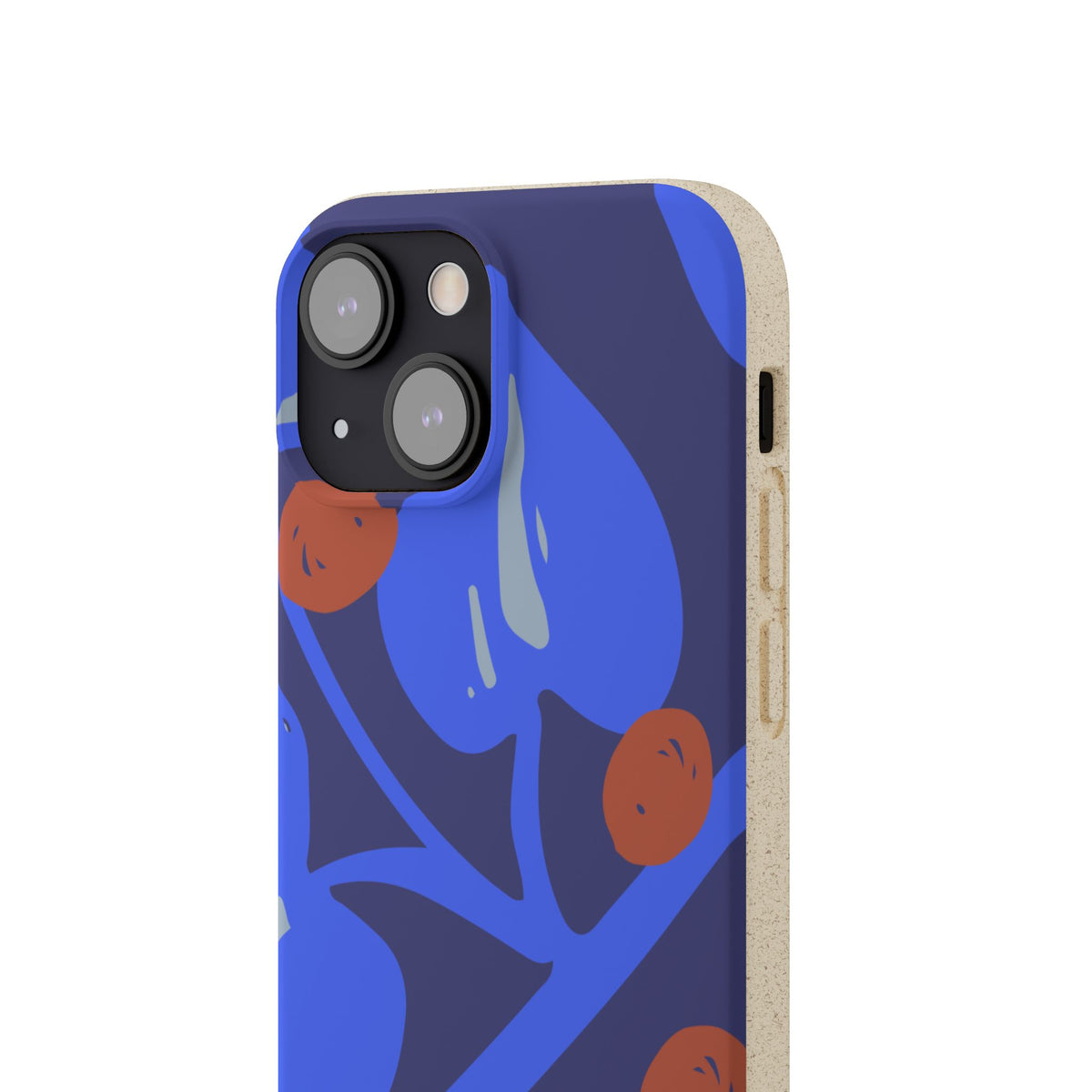 Biodegradable Phone Case — Bold Blue Abstract Floral Berry Design