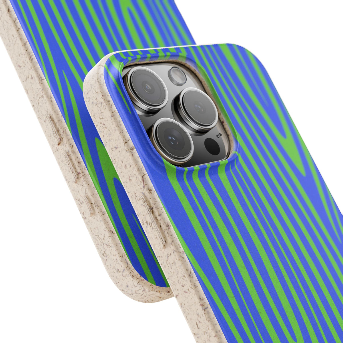 Eco Woodgrain Phone Case — Biodegradable Blue & Green Pattern
